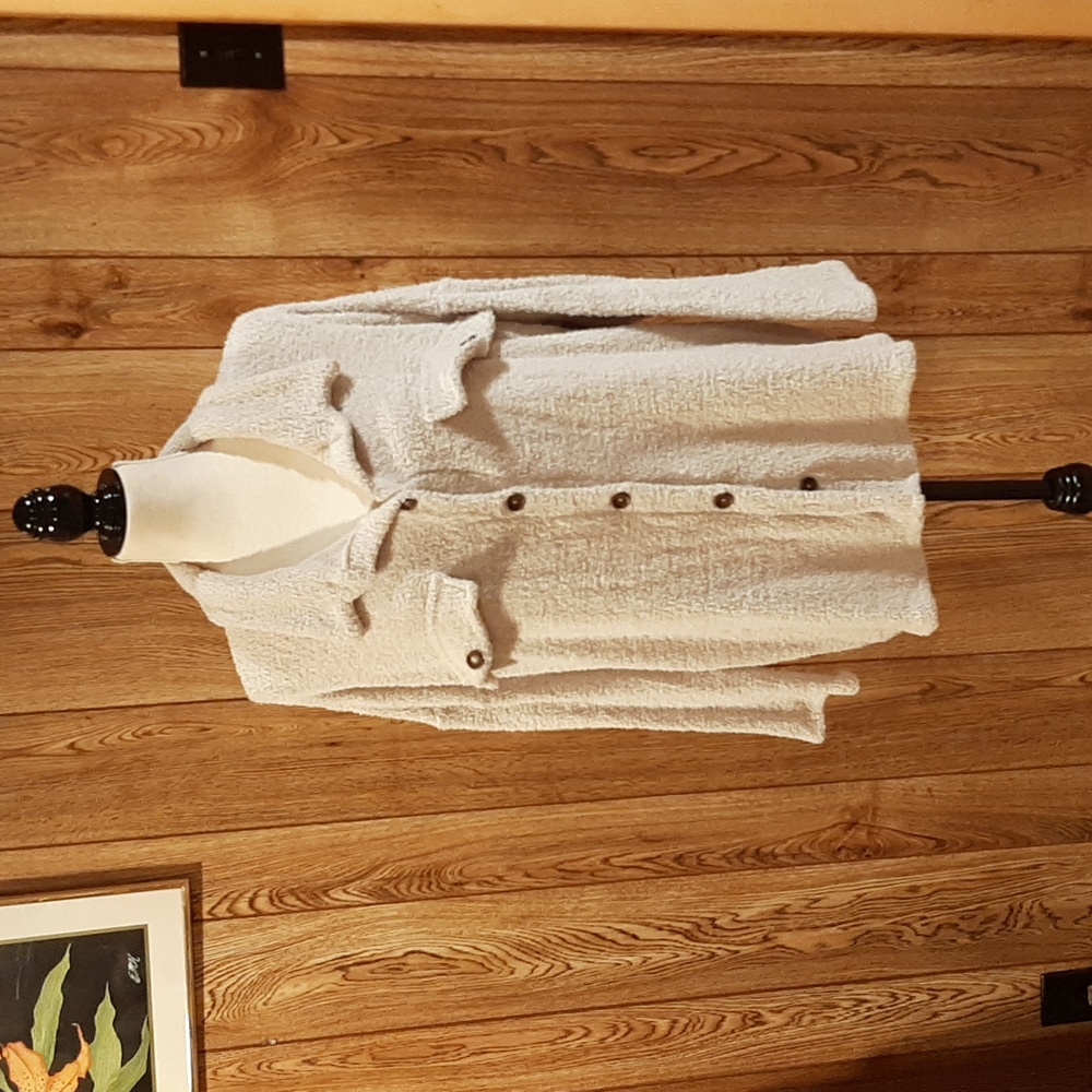 Bucketlist Soft Fuzzy Grey Button-Down Sweater/Ja… - image 1